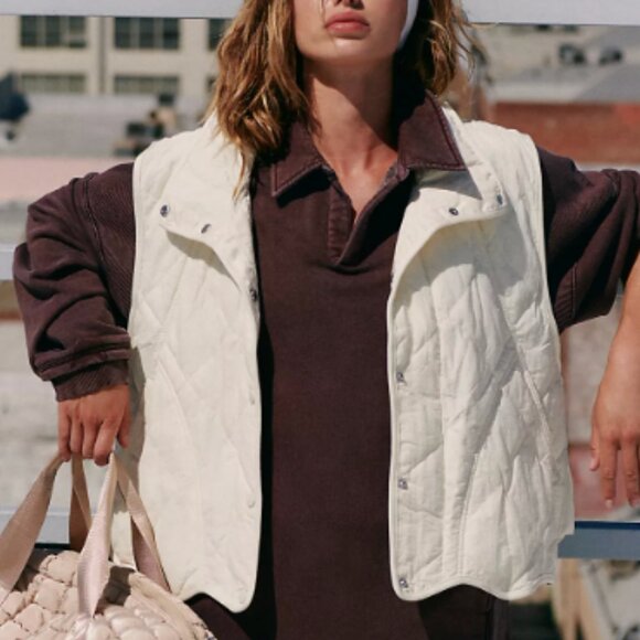 FP Movement Quinn Quilted Puffer Vest in White Brushed Sail M $128 - Picture 3 of 10